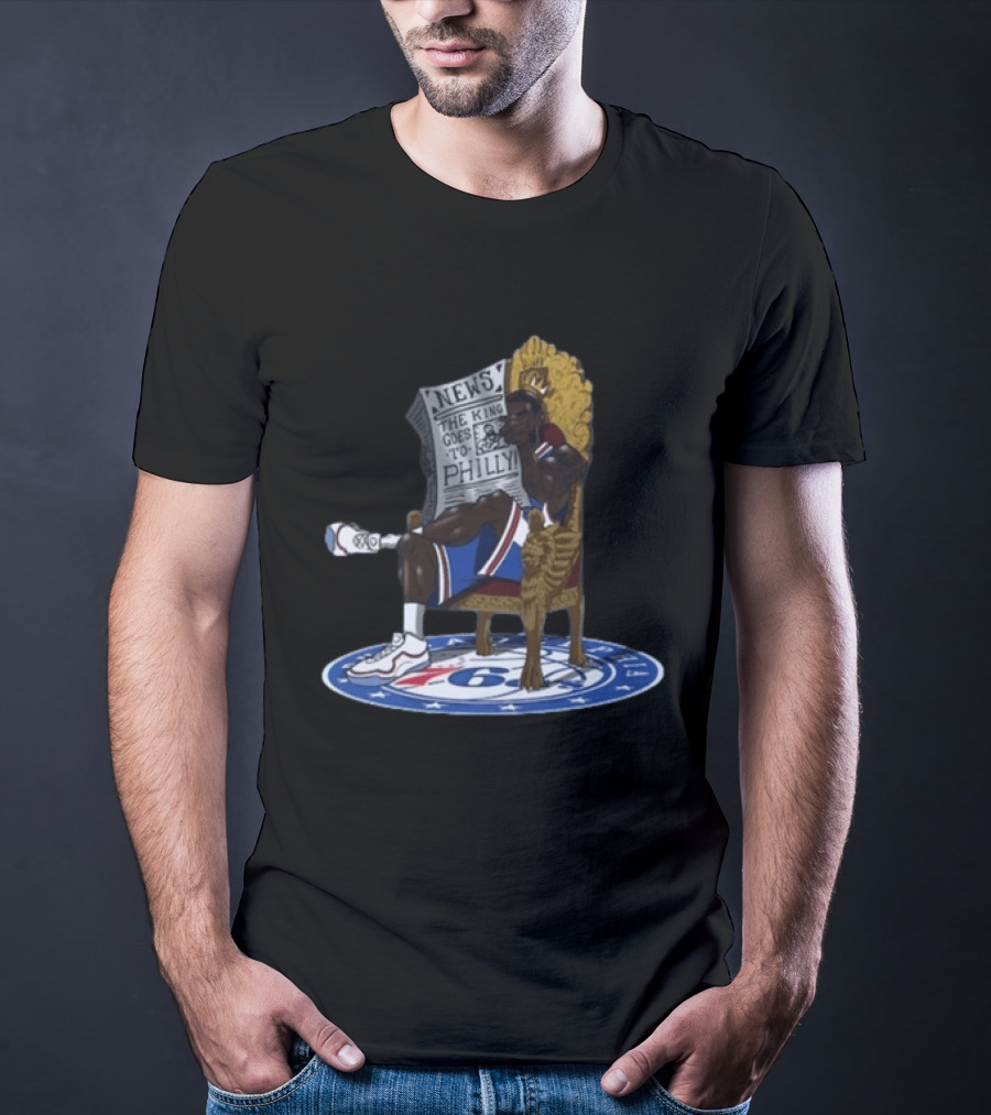 Philadelphia 76ers The King Goes To Philly News Throne T-Shirt