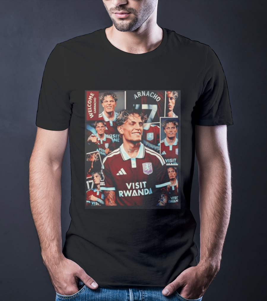 Visit Rwanda Garnacho Welcome Aston Villa 17 Collage T-Shirt