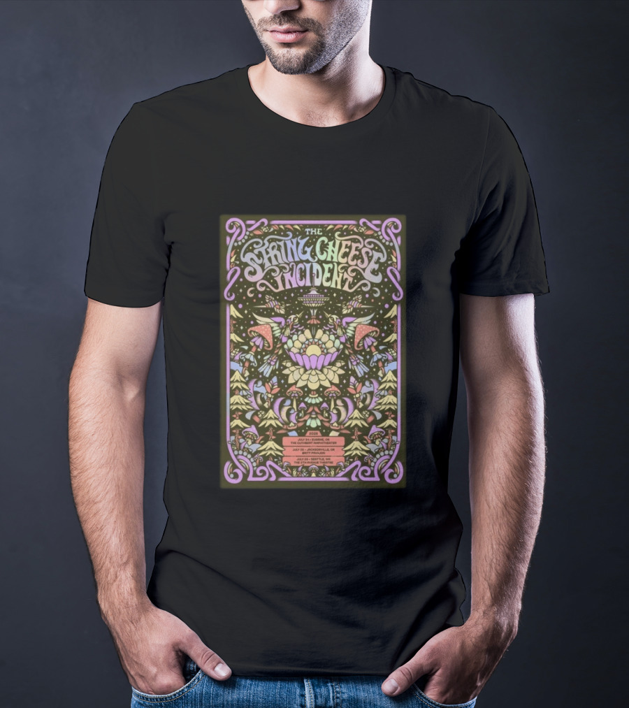 The String Cheese Incident July 24 2026 Eugene OR Psychedelic Concert With Floral And Mushroom T-Shirt