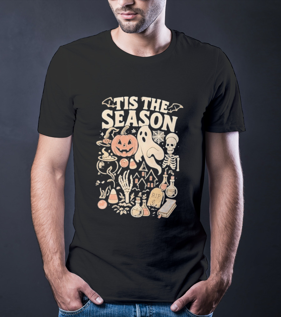 Tis The Season Pumpkin Ghost Skeleton Halloween 2026 T-Shirt