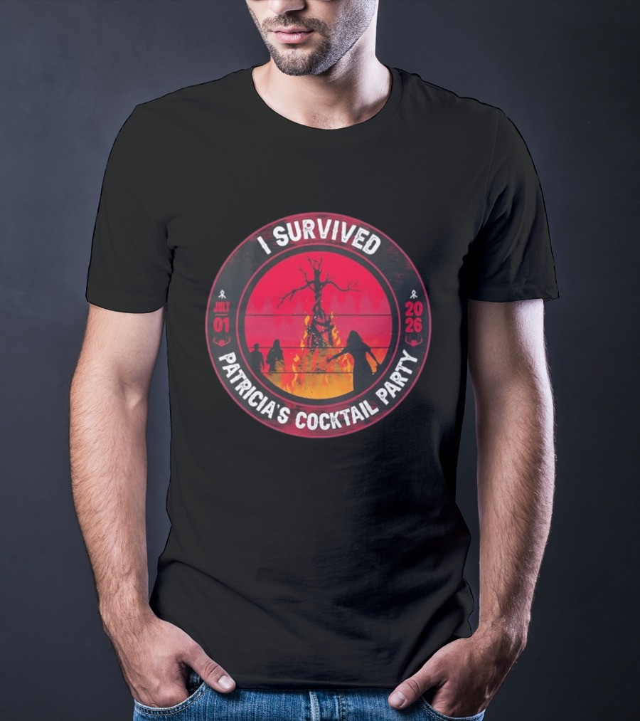 I Survived Patricia's Cocktail Party July 01 2026 Witchy Bonfire Dark Forest T-Shirt