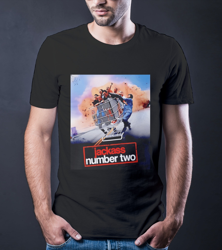 Jackass Number Two Movie Cast In Shopping Cart Action Scene Explosion T-Shirt