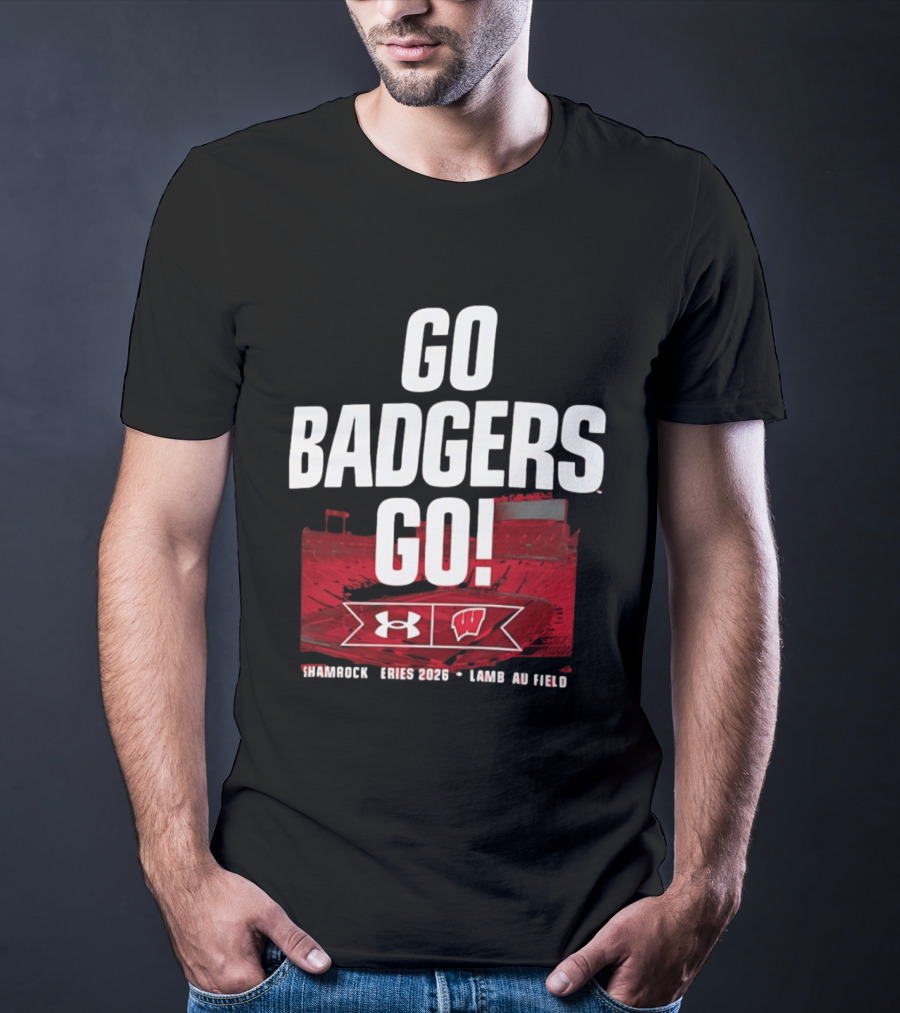 Wisconsin Badgers Go Badgers Go Shamrock Series 2026 Lambeau Field Under Armour T-Shirt
