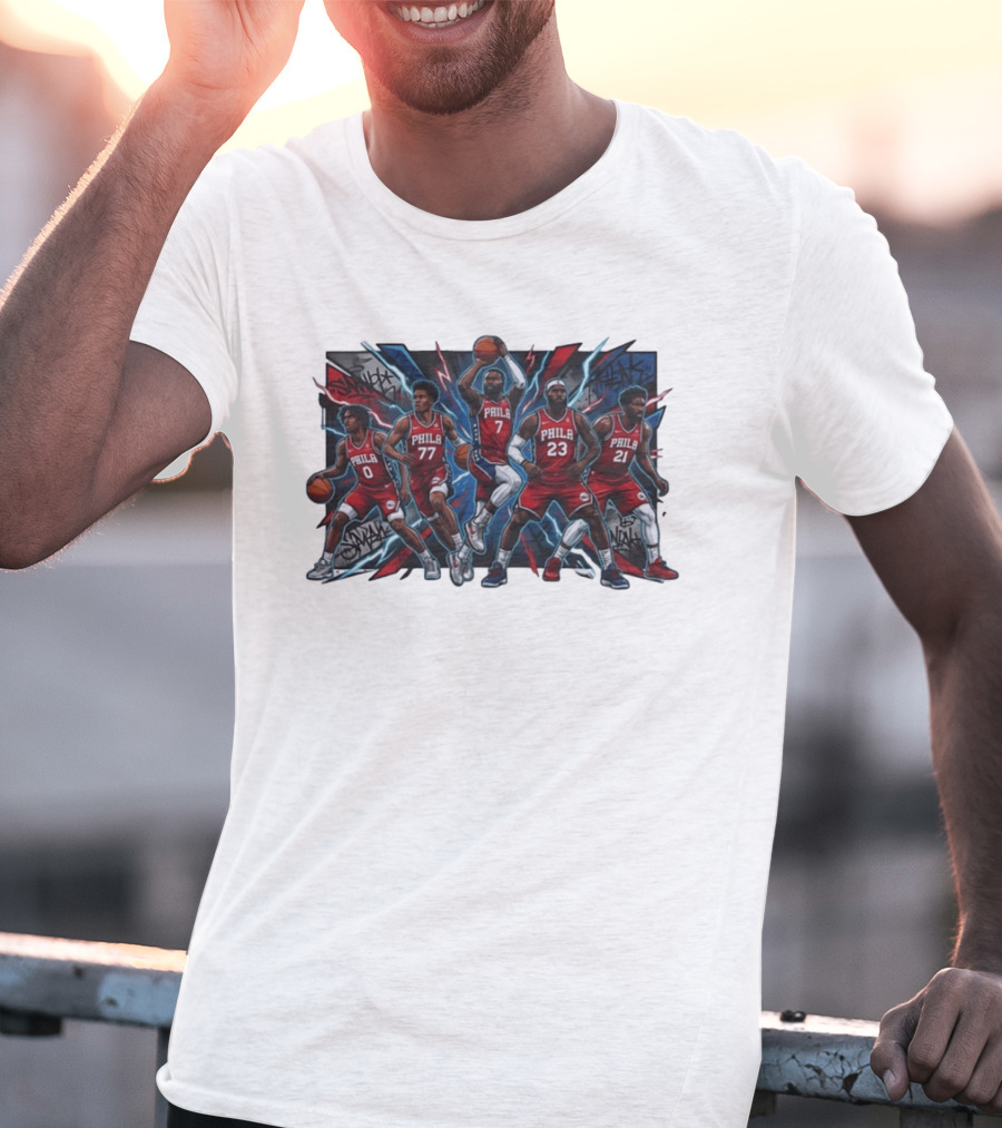 Philadelphia 76ers Players 0 77 7 23 21 Phila Red Jersey Team Slam Dunk Street T-Shirt