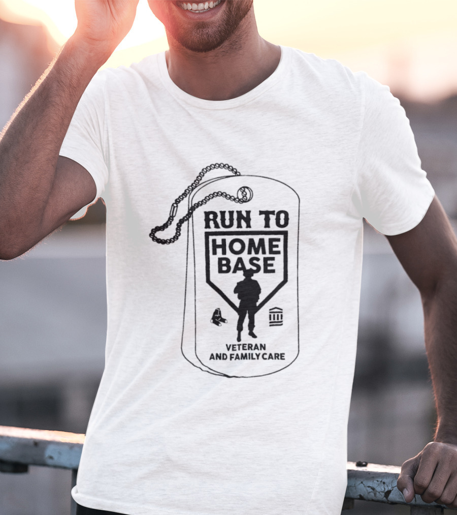 Run To Home Base Veteran And Family Care Dog Tag T-Shirt