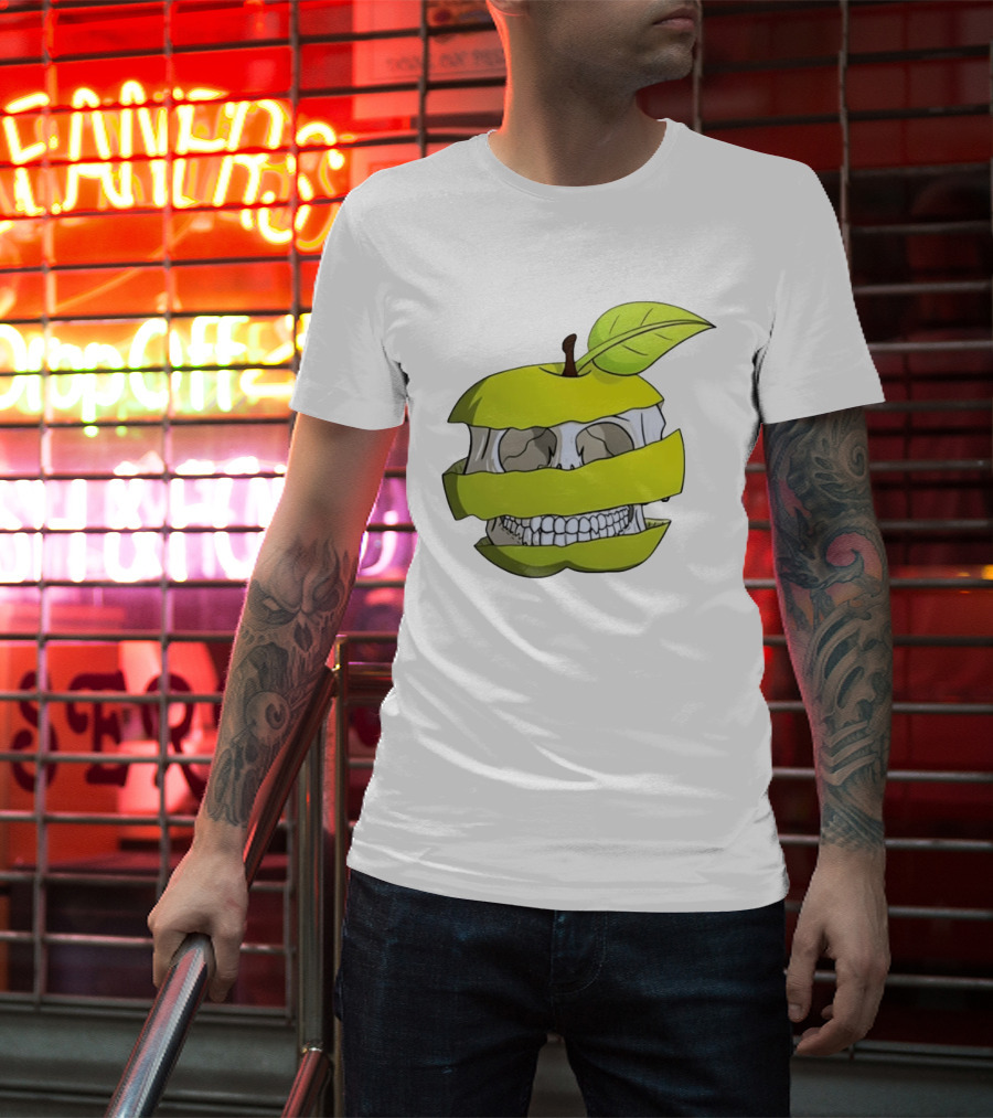 Skull Apple Forbidden Fruit Creative Slice T-Shirt