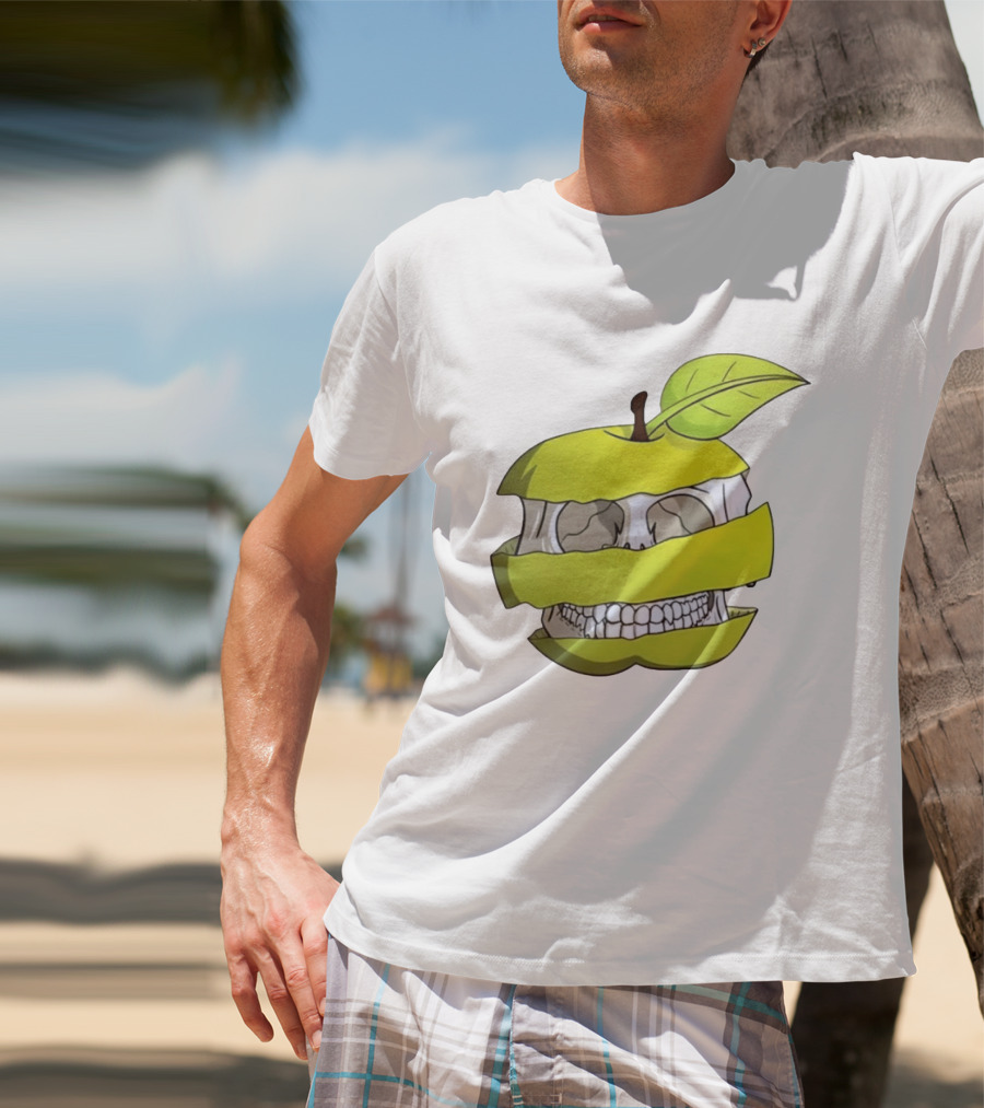Skull Apple Forbidden Fruit Creative Slice T-Shirt