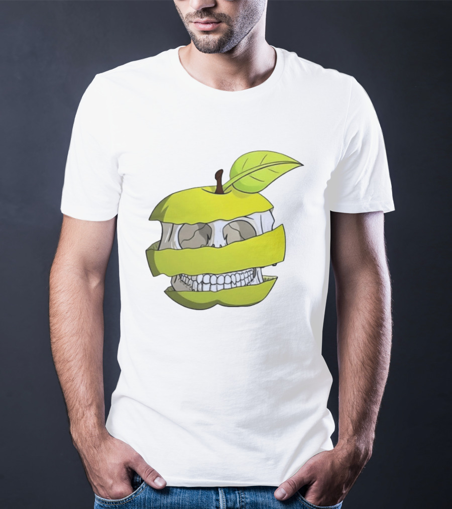 Skull Apple Forbidden Fruit Creative Slice T-Shirt