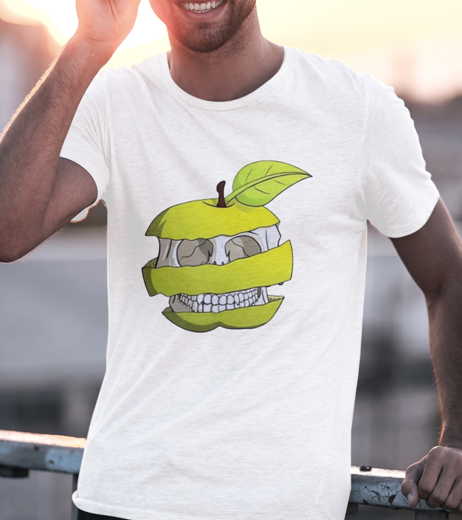 Skull Apple Forbidden Fruit Creative Slice T-Shirt
