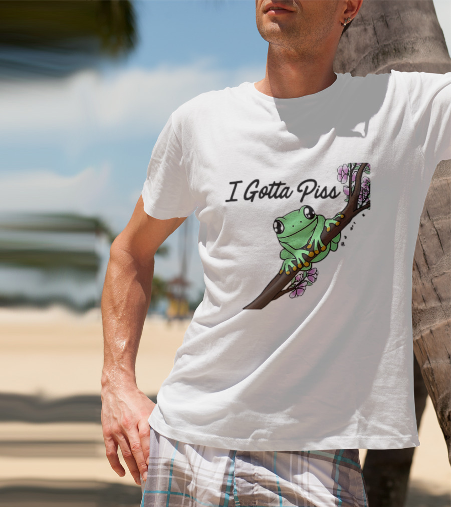 I Gotta Piss Frog On Branch With Flowers T-Shirt
