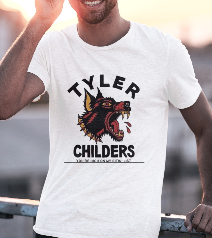 Tyler Childers You're High On My Bitin' List Wolf Head Spike Collar T-Shirt