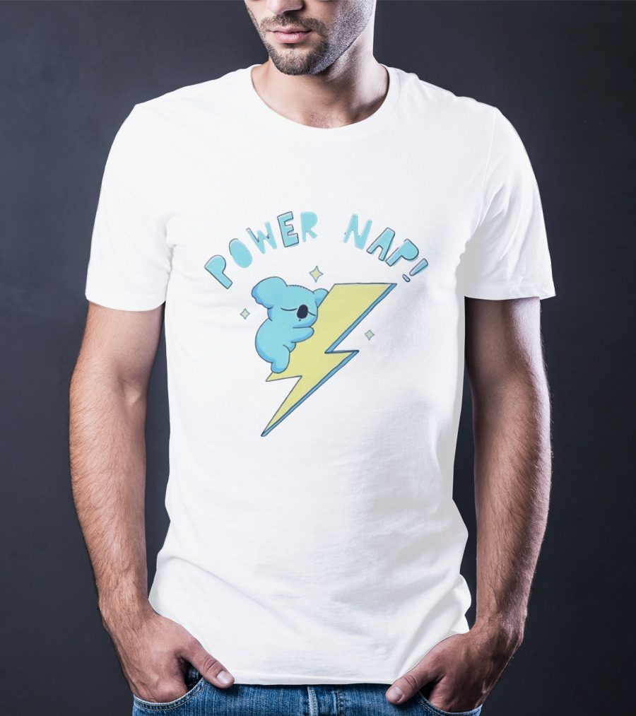 Koala Power Nap Sleeping On Lightning Bolt T-Shirt