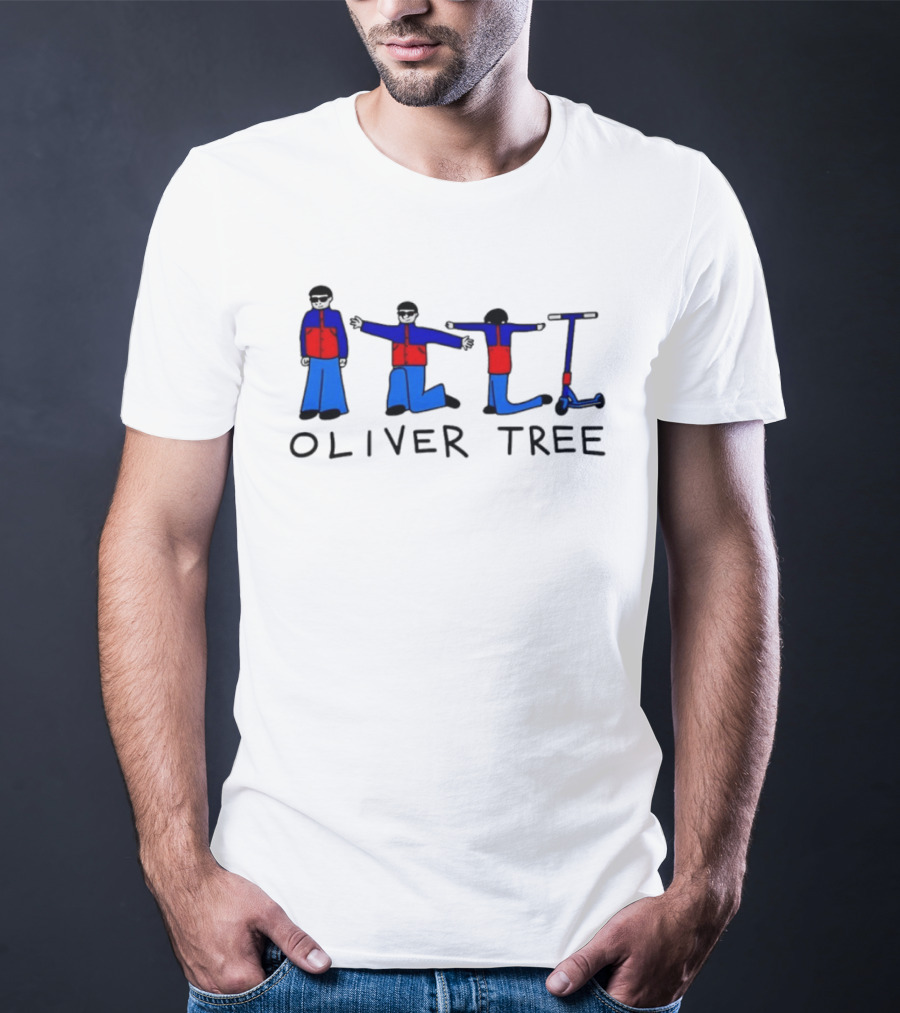 Oliver Tree Cartoon Characters With Scooter Pose T-Shirt