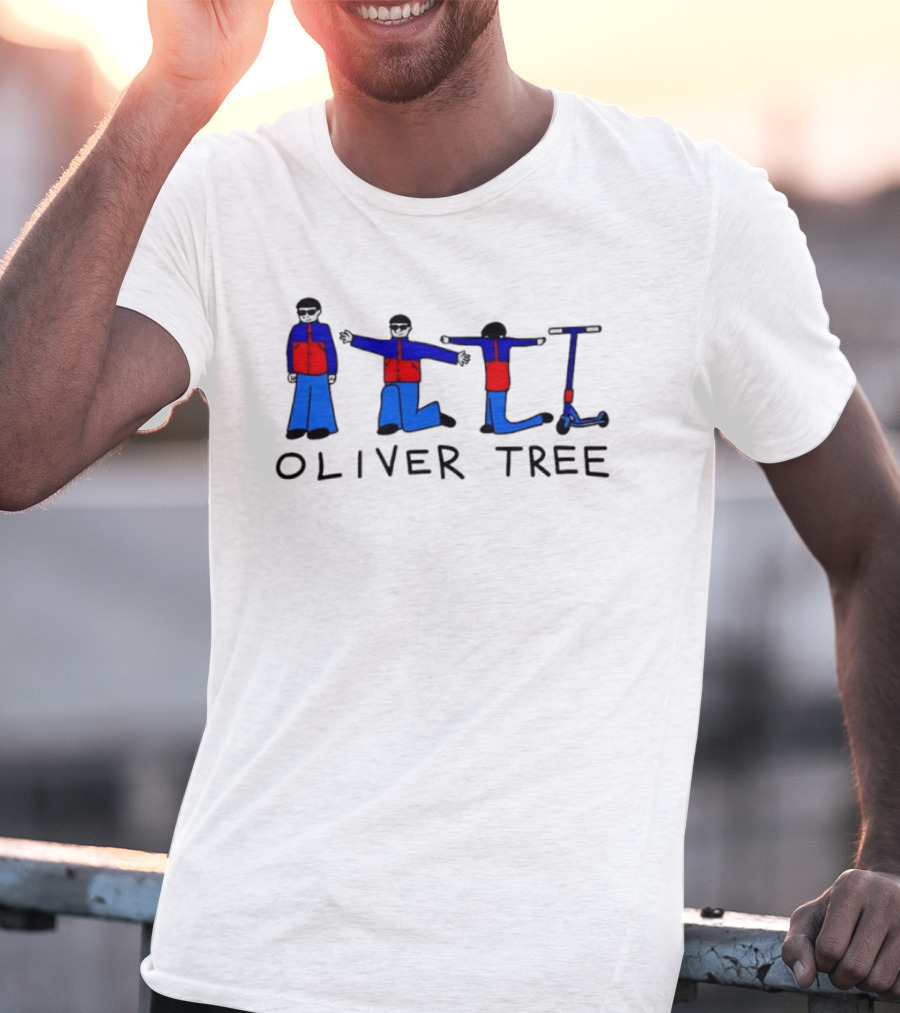 Oliver Tree Cartoon Characters With Scooter Pose T-Shirt