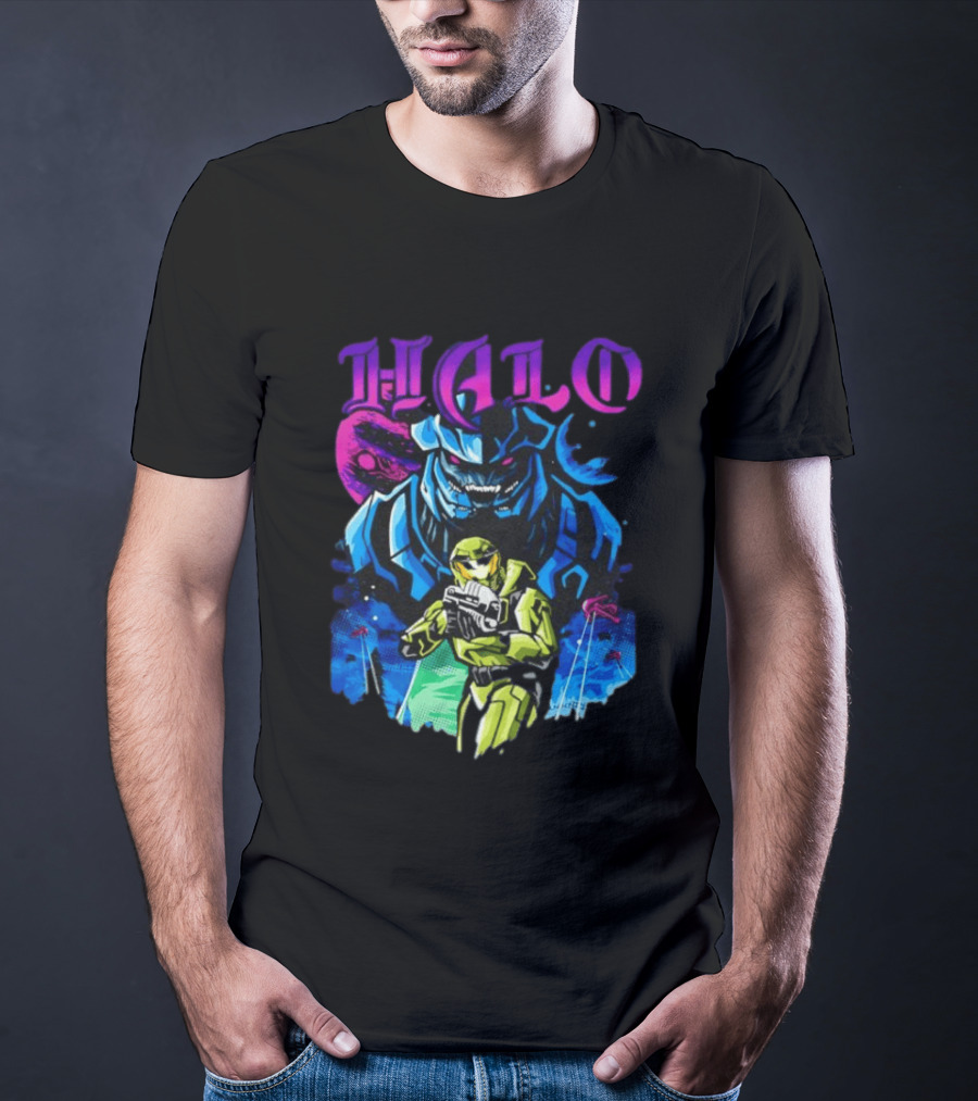 Halo Master Chief Arbiter Video Game Battle Scene T-Shirt