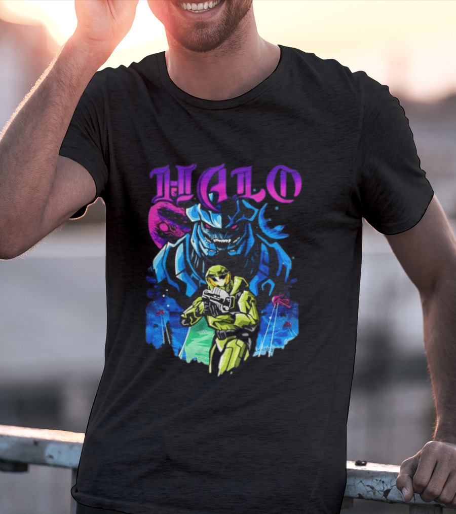 Halo Master Chief Arbiter Video Game Battle Scene T-Shirt