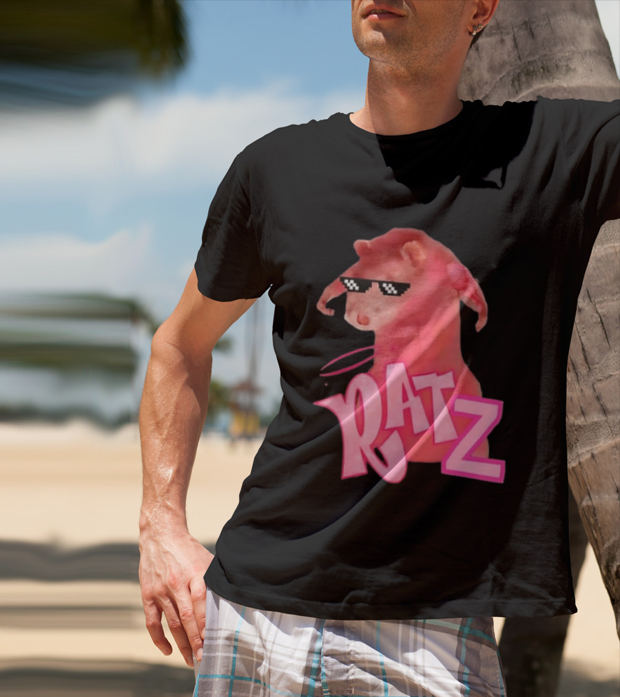 RATZ Muscular Pink Toned Rat Pixel Thug Life Sunglasses Bratz Doll T-Shirt
