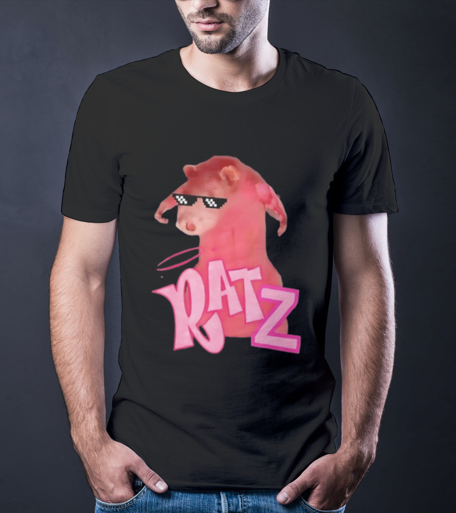 RATZ Muscular Pink Toned Rat Pixel Thug Life Sunglasses Bratz Doll T-Shirt