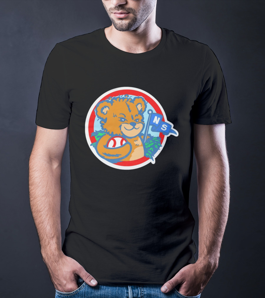 Teddy Bear Holding Baseball NS Pennant Circle T-Shirt