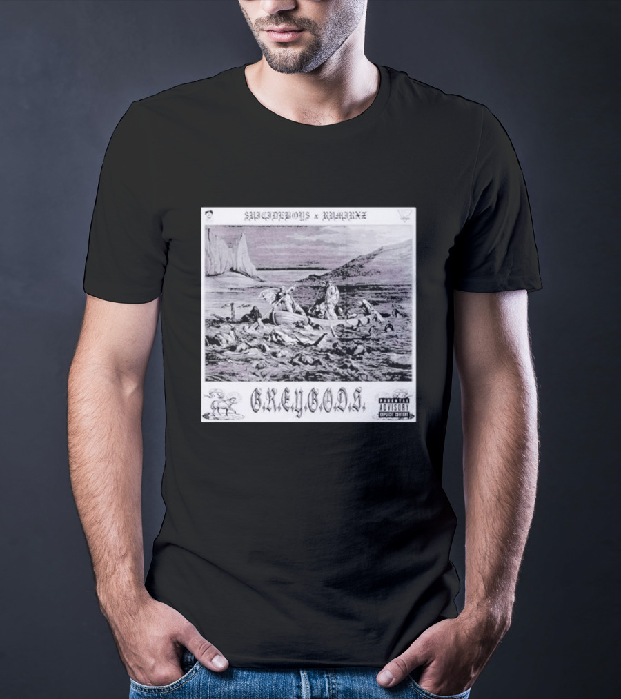 SUPREMEBOYZ X RAMIREZ G.R.E.Y G.O.D.S Album Cover Art PARENTAL ADVISORY Explicit Content T-Shirt