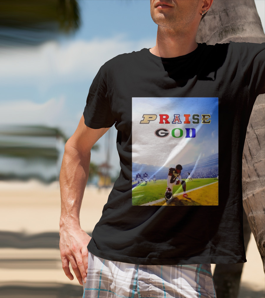 Texas AM Football Player No 7 Praise God Stadium Scene T-Shirt