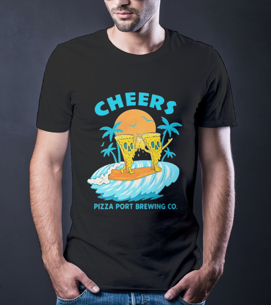 Pizza Port Brewing Co Cheers Surfing Pizza Wave T-Shirt