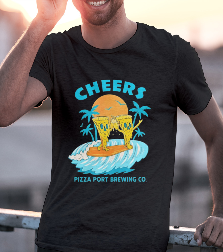 Pizza Port Brewing Co Cheers Surfing Pizza Wave T-Shirt