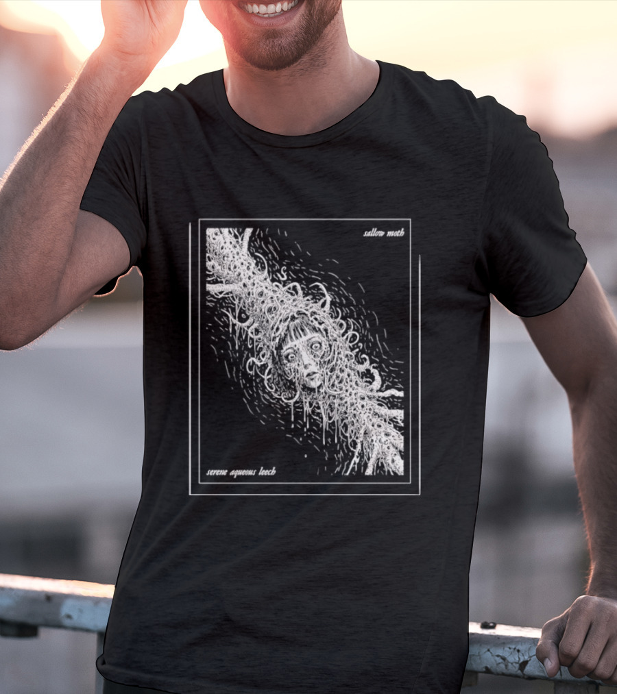 Sallow Moth Serene Aqueous Leech Surreal Horror Waveform T-Shirt