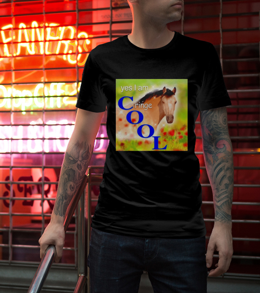 Yes I Am Cringe Cool Horse Meme Poppy Field T-Shirt