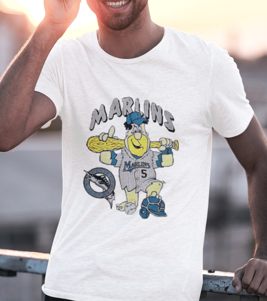 Barney Rubble Miami Marlins MLB Florida The Flintstones Baseball 5 T-Shirt