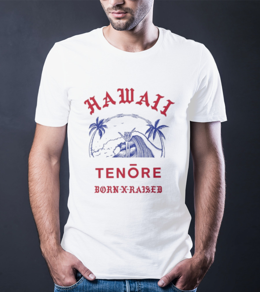 Hawaii Tenōre Born X Raised Wave And Palm Trees T-Shirt