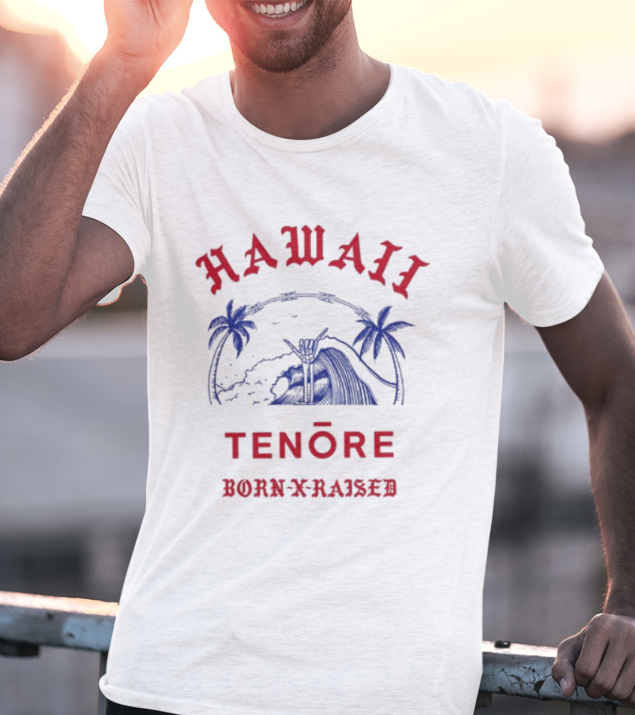 Hawaii Tenōre Born X Raised Wave And Palm Trees T-Shirt