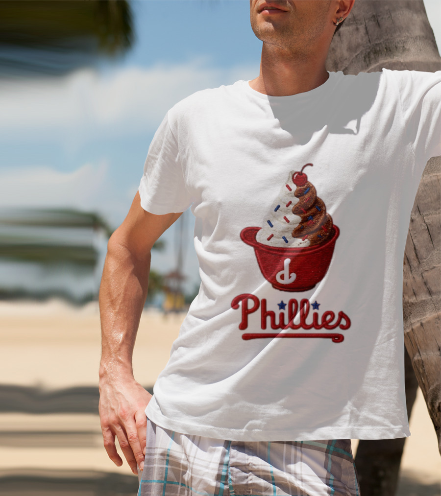 Philadelphia Phillies Ice Cream Sundae Embroidery Phillies T-Shirt