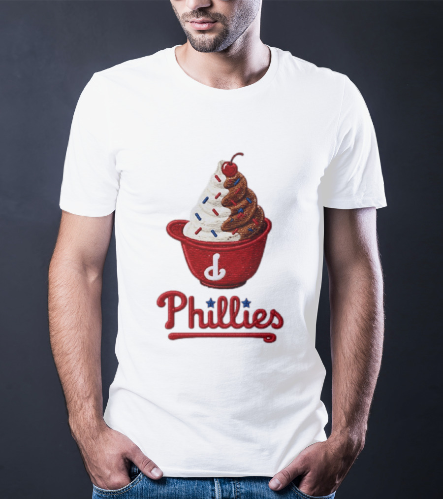 Philadelphia Phillies Ice Cream Sundae Embroidery Phillies T-Shirt