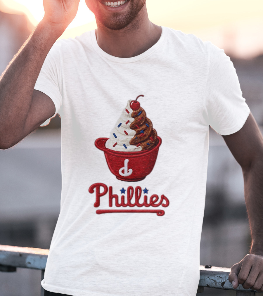 Philadelphia Phillies Ice Cream Sundae Embroidery Phillies T-Shirt