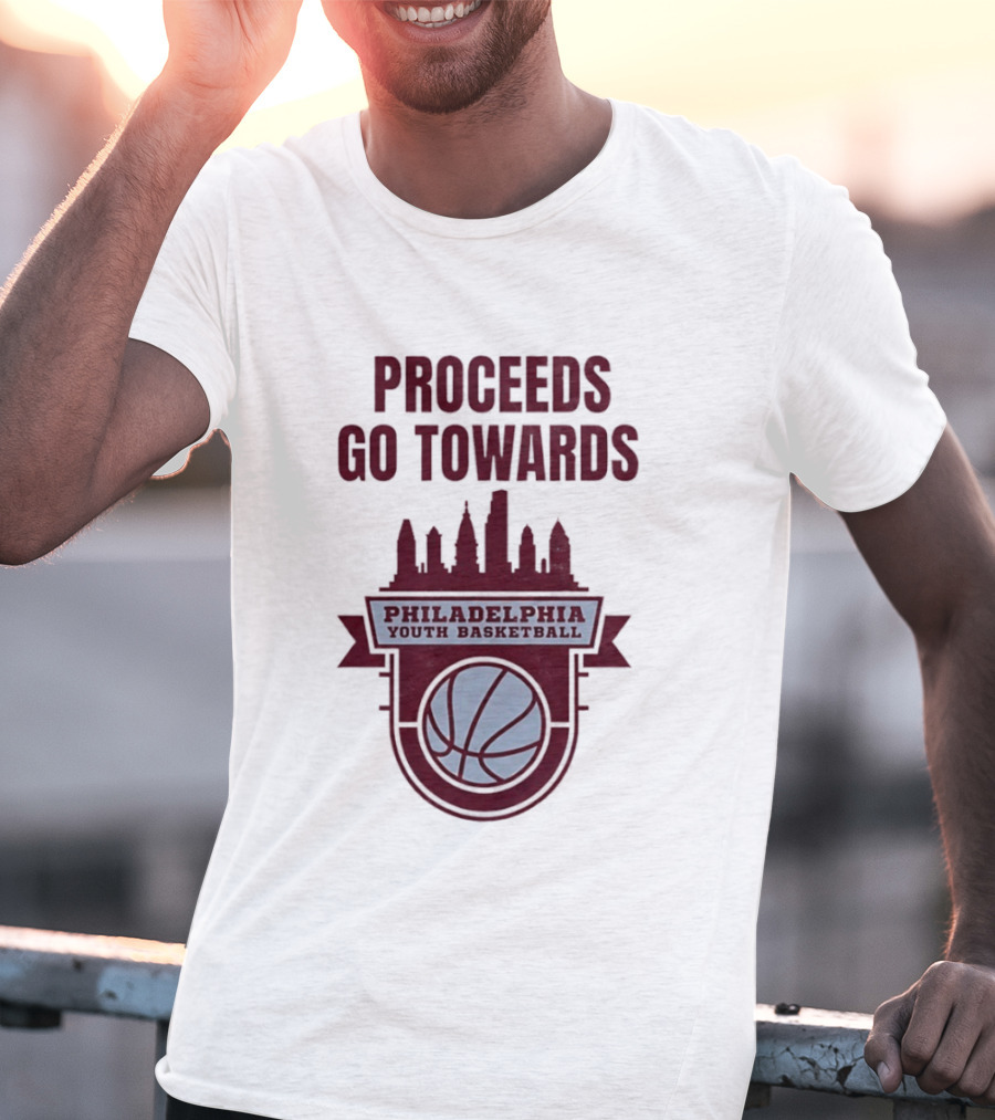 Philadelphia Youth Basketball Supporting Skyline And Ball T-Shirt