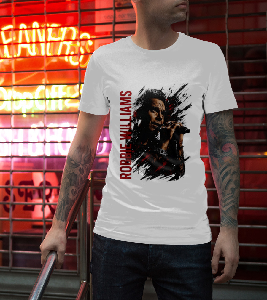 Robbie Williams Pop Star Singer Microphone Performance T-Shirt