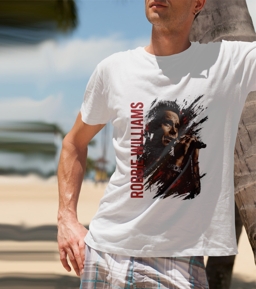 Robbie Williams Pop Star Singer Microphone Performance T-Shirt