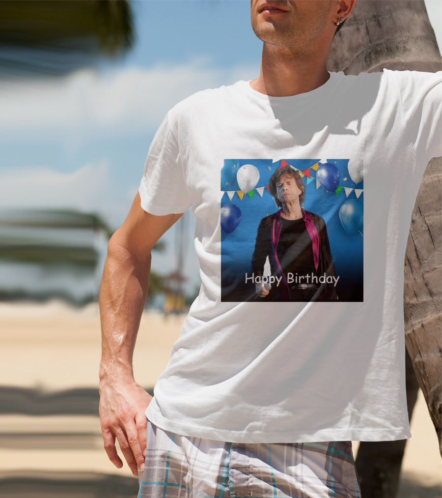 Happy Birthday Sir Mick Jagger Balloons And Banners Celebration T-Shirt