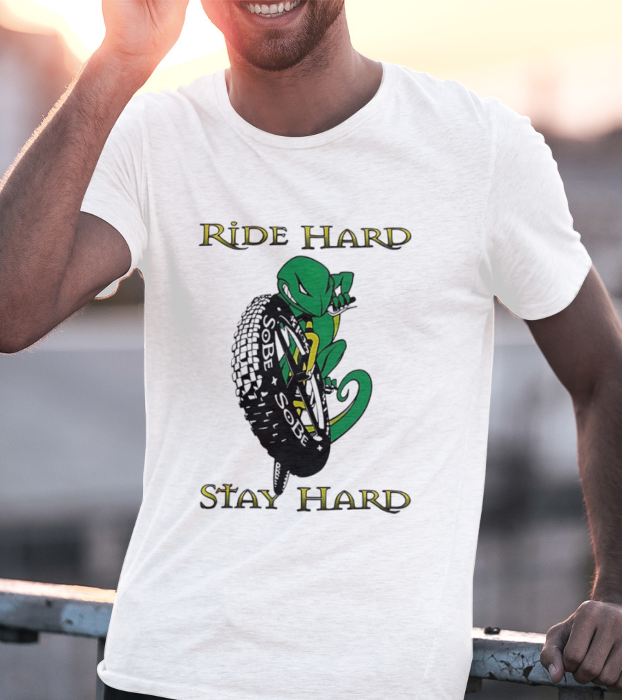Sobe Chameleon Ride Hard Stay Hard Mountain Biking Tire Concept T-Shirt