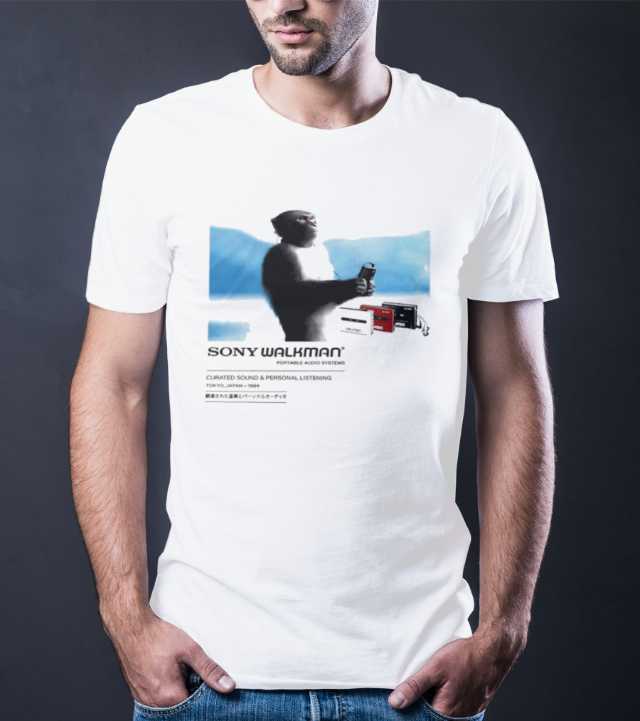Sony Walkman Chimpanzee Tokyo Japan 1994 Curated Sound Personal Listening T-Shirt