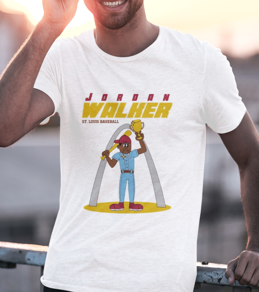 Jordan Walker St. Louis Cardinals MLB Cartoon Character With Trophy And Bat T-Shirt