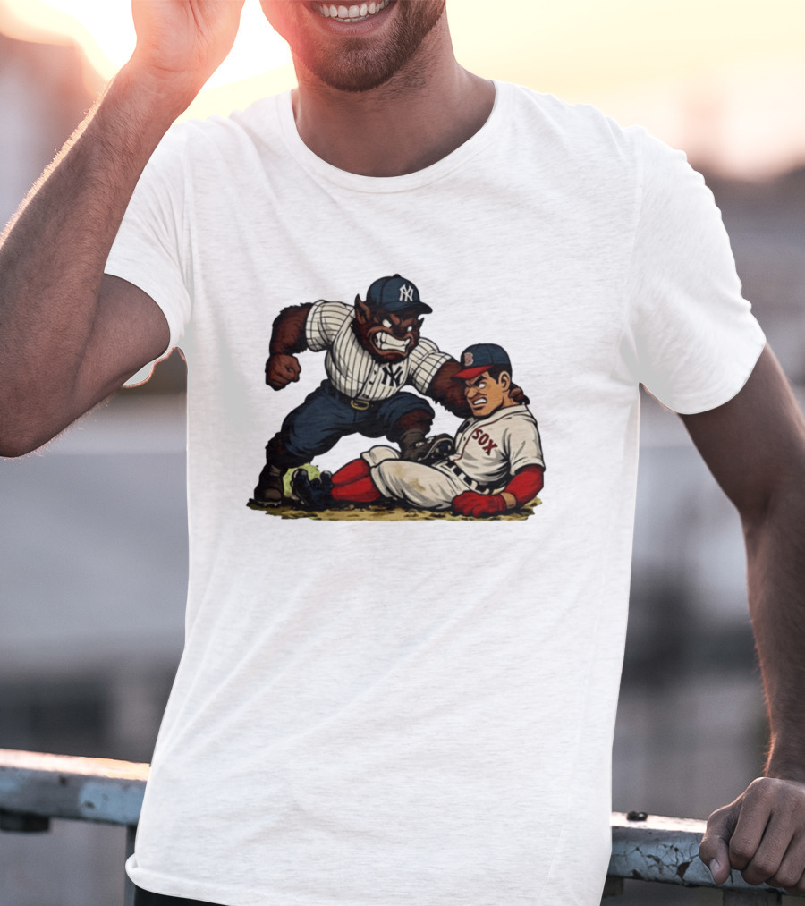 New York Yankees Werewolf Vs Boston Red Sox Player Showdown T-Shirt