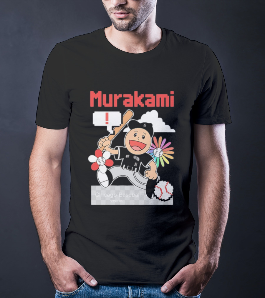 Murakami Chicago Baseball Munetaka Flower Baseball Cartoon T-Shirt