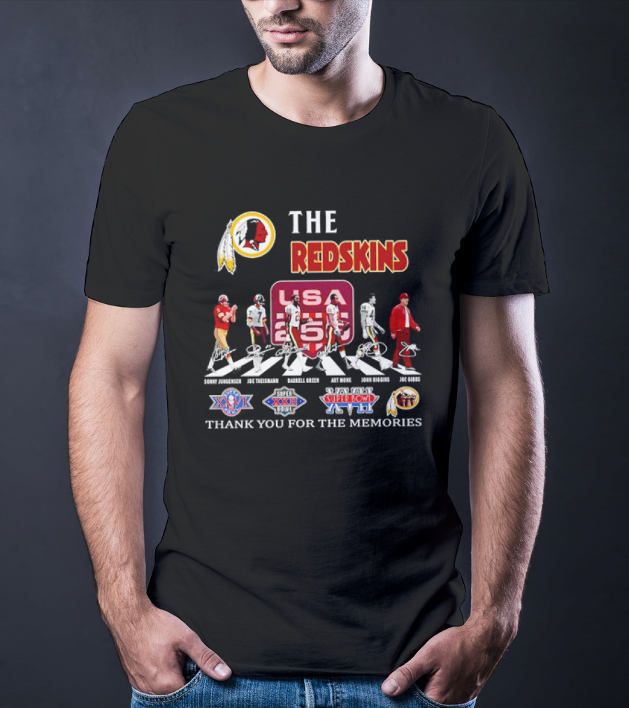 The Washington Redskins Legends Theismann Gibbs Jurgensen Green Monk Riggins Thank You For The Memories USA Redskins Super Bowl XVII XXII XXVI T-Shirt