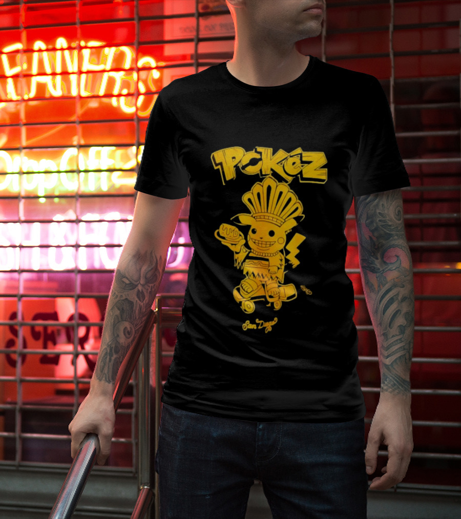 Pikachu Pokez San Diego Skateboard Taco Fun T-Shirt