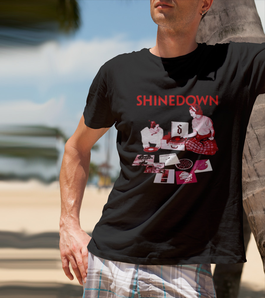 Shinedown Vinyl Record Collage Retro Music Band T-Shirt