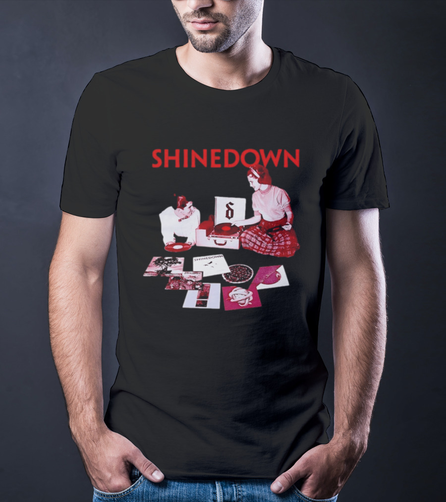 Shinedown Vinyl Record Collage Retro Music Band T-Shirt