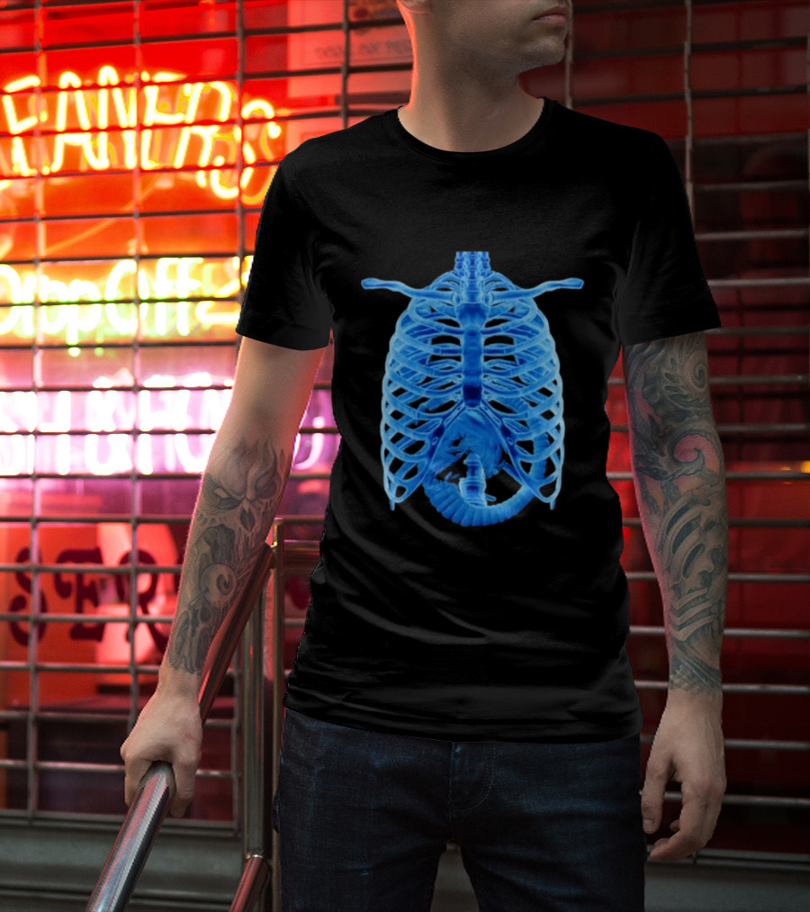 Alien Chestburster X Ray Rib Cage Black T-Shirt