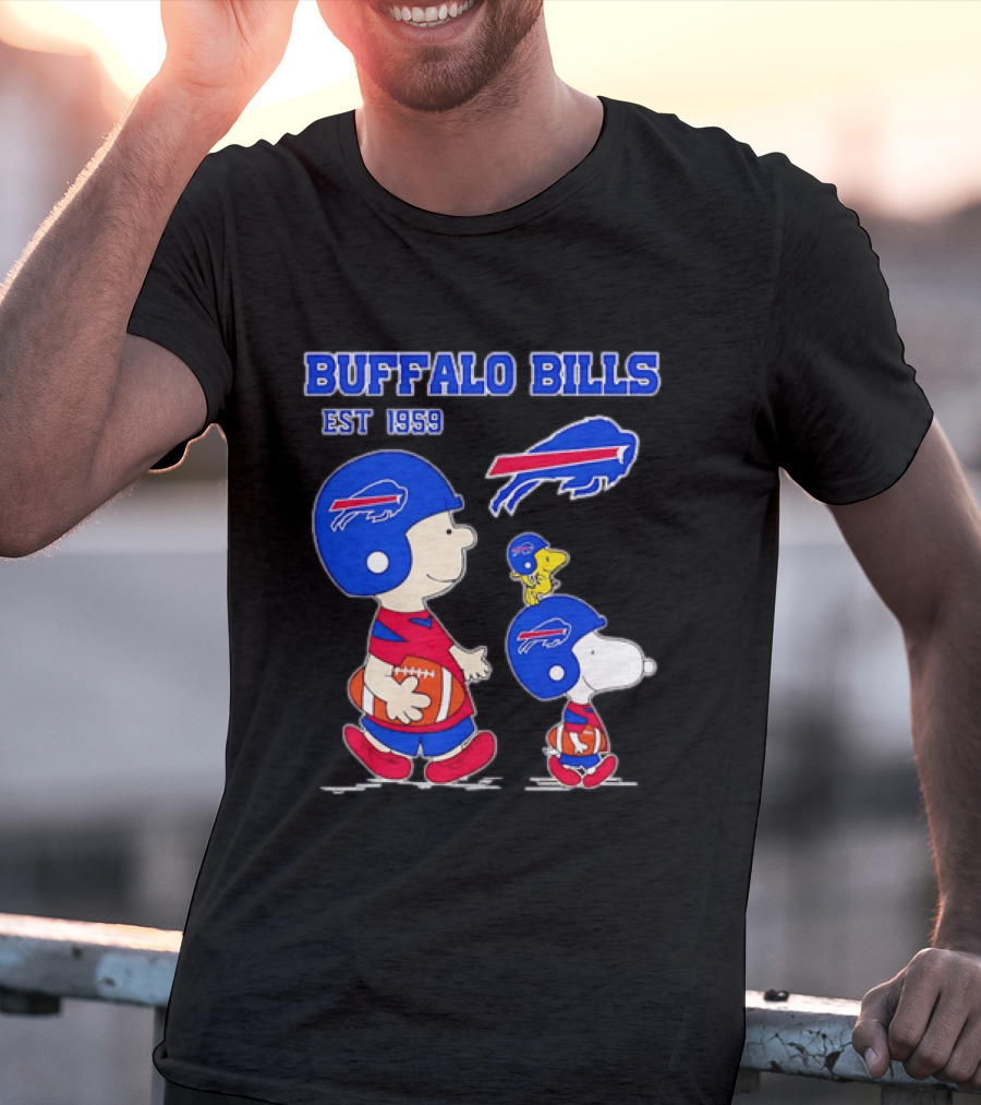 Buffalo Bills Est 1959 Charlie Brown Snoopy Peanuts Football Helmet T-Shirt